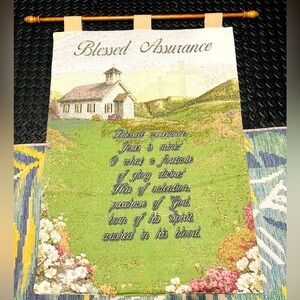 Blessed Assurance wooden dowel large Tapestry wall hanging